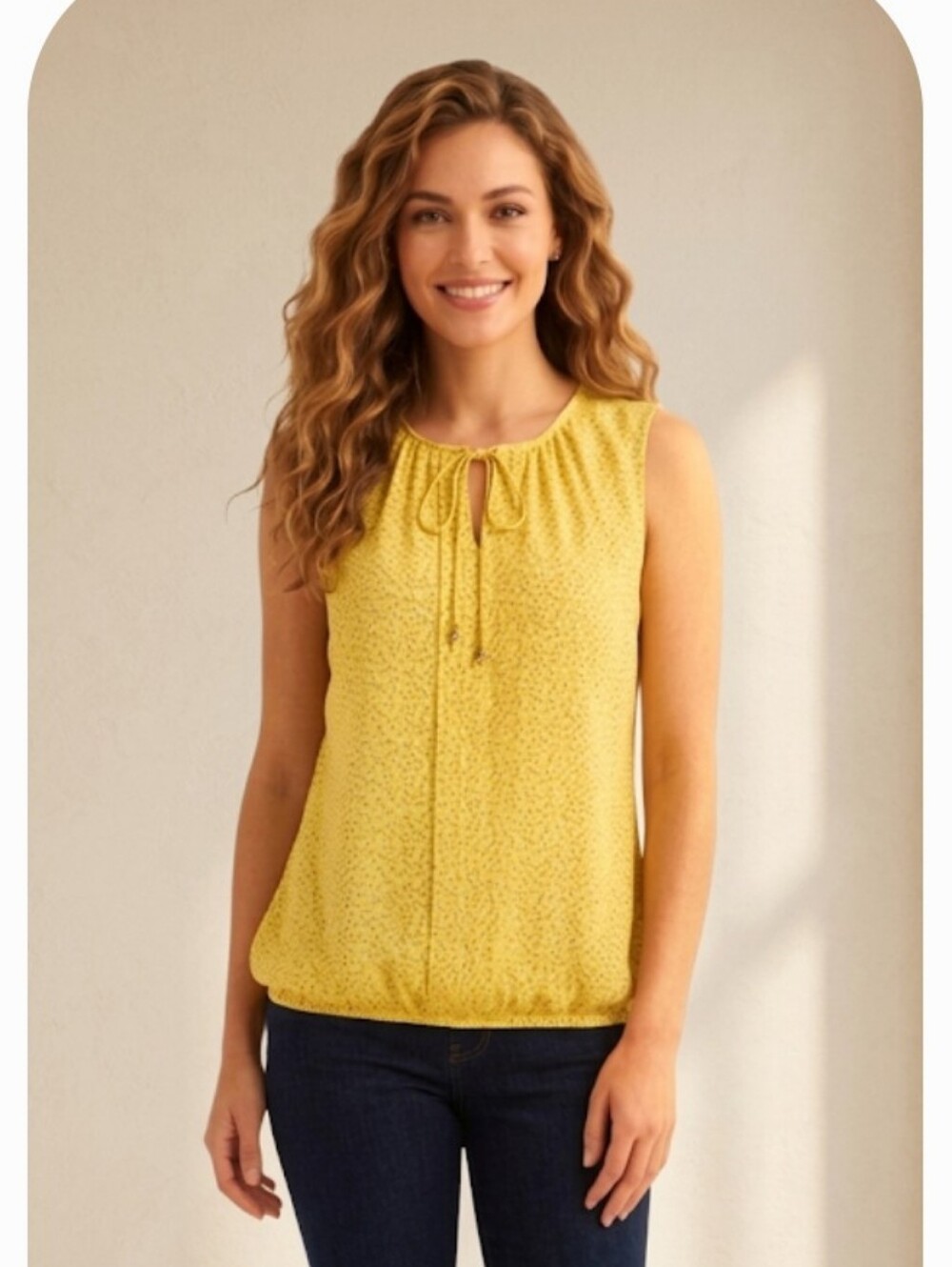 "LOFT" Lovely Yellow Sleeveless Tie-Neck Blouse - Size XS